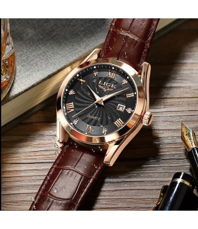 Lige Luxe Herenhorloge         Rosé  Zwart