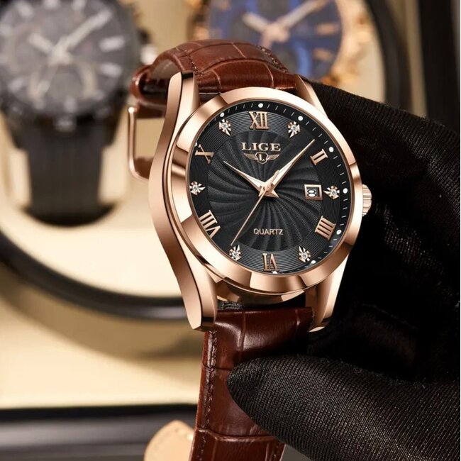 Lige Laurent – herenhorloge met leren band en elegant design