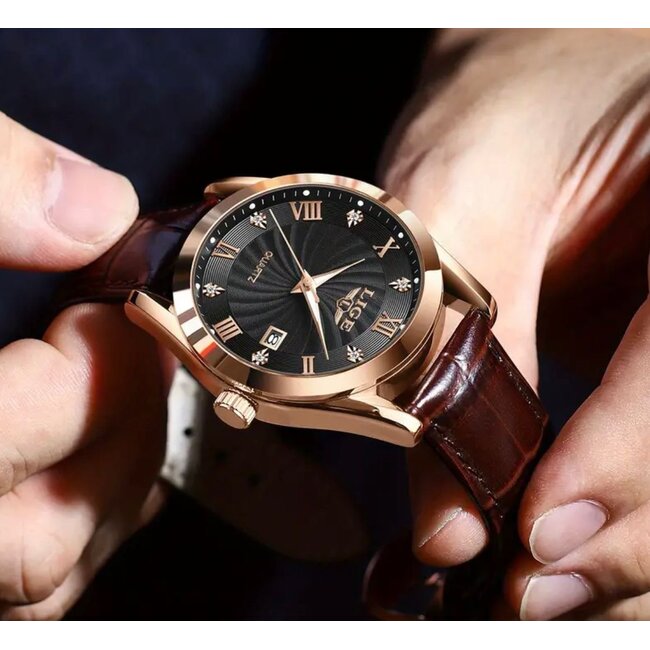 Lige Laurent – herenhorloge met leren band en elegant design