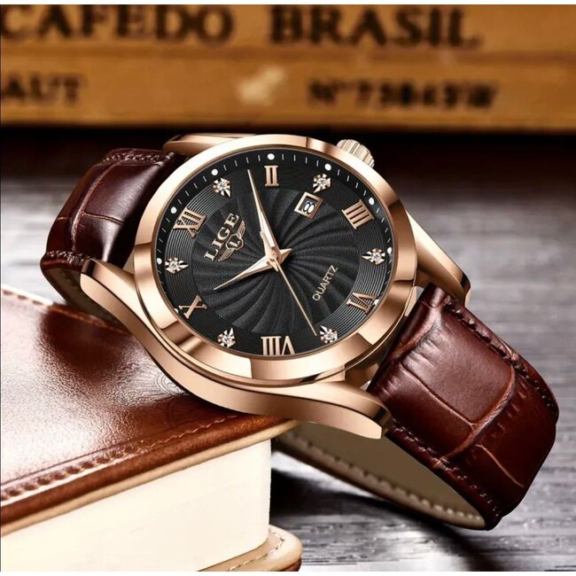 Lige Laurent – herenhorloge met leren band en elegant design