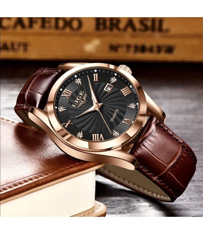 Lige Luxe Herenhorloge         Rosé  Zwart