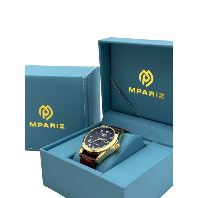 Lige Luxe Herenhorloge Goud (Blauw/Wit)