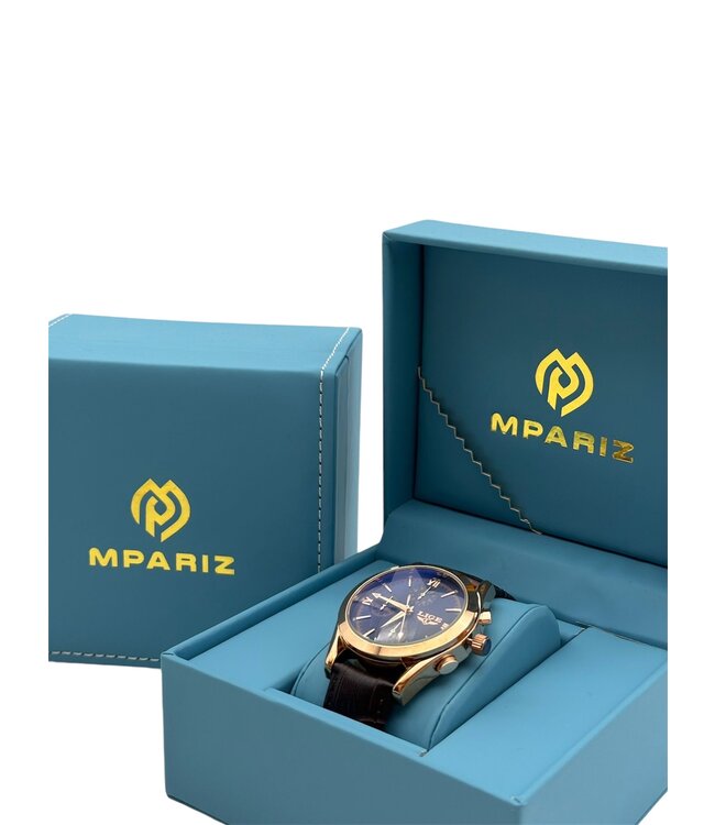 Lige Luxe Herenhorloge Rosé  (Blauw/Zwart/Wit)