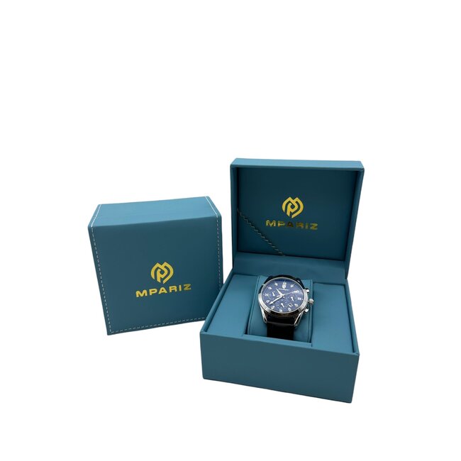 Poedagar Nocturne – herenhorloge met leren band en chronograaf design