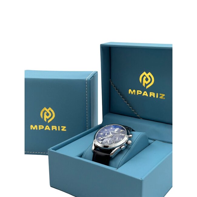 Poedagar Nocturne – herenhorloge met leren band en chronograaf design