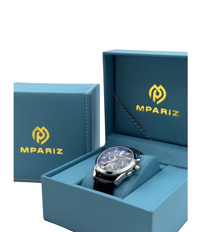 Poedagar Luxe Herenhorloge Zilver  Blauw