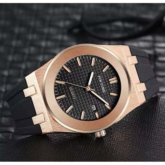 Pintime Helios – herenhorloge met rubber band en modern design