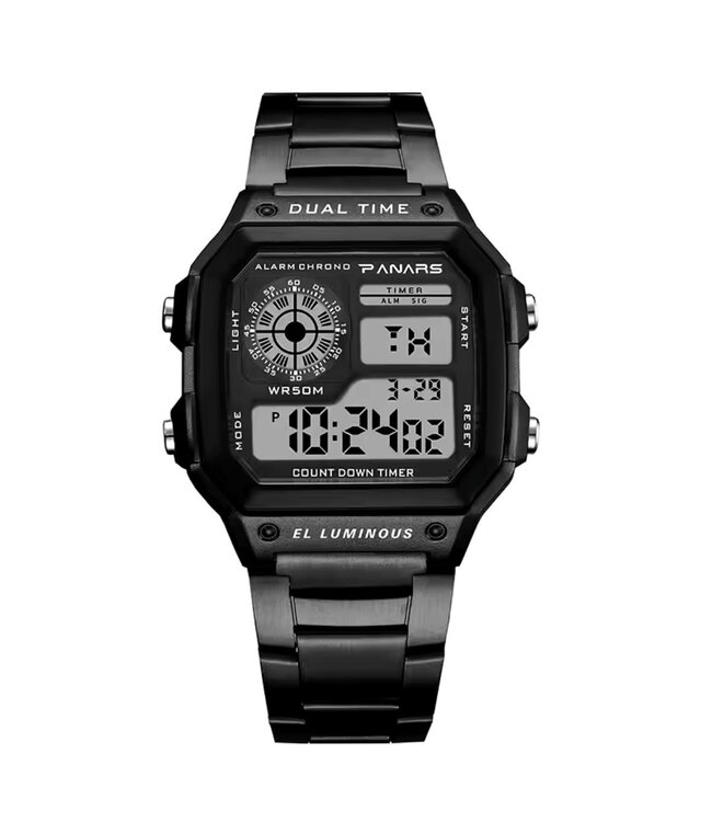 Panars Luxe  Herenhorloge Zwart  - Gratis Armband bij elke bestelling (twv €29,95)