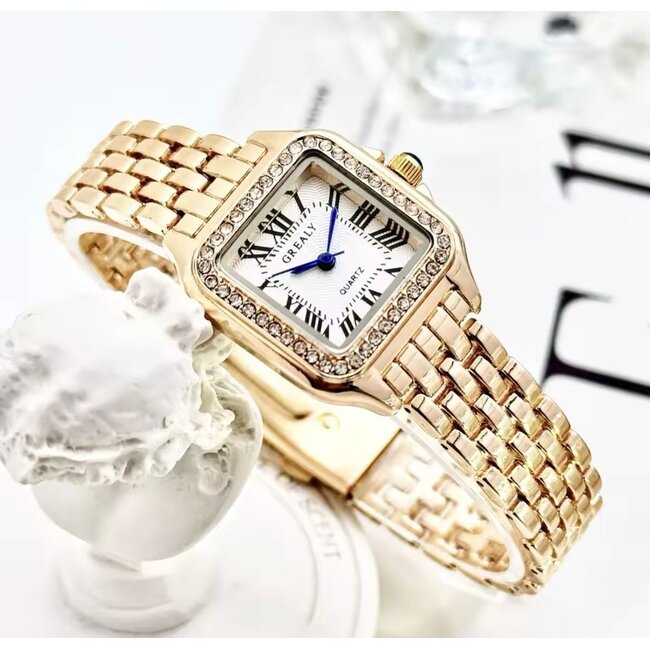 Grealy Dameshorloge met armband Goud met Daimonds