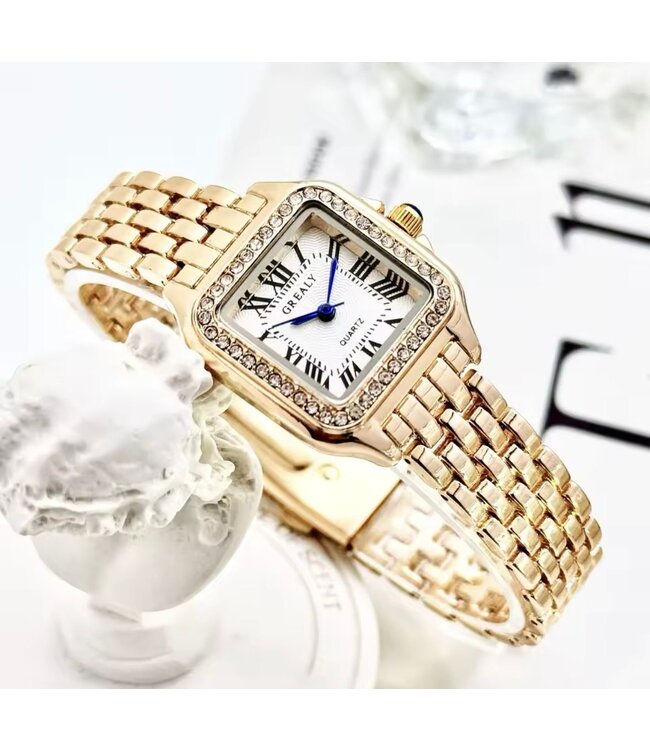 Grealy Dameshorloge met armband Goud met Daimonds