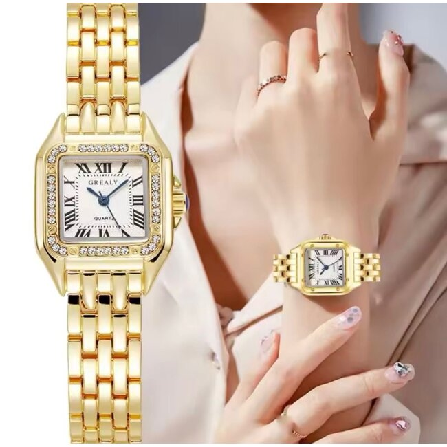 Grealy Dameshorloge met armband Goud met Daimonds