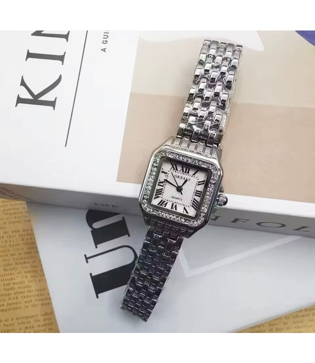 Grealy Dameshorloge met armband Zilver met Daimonds