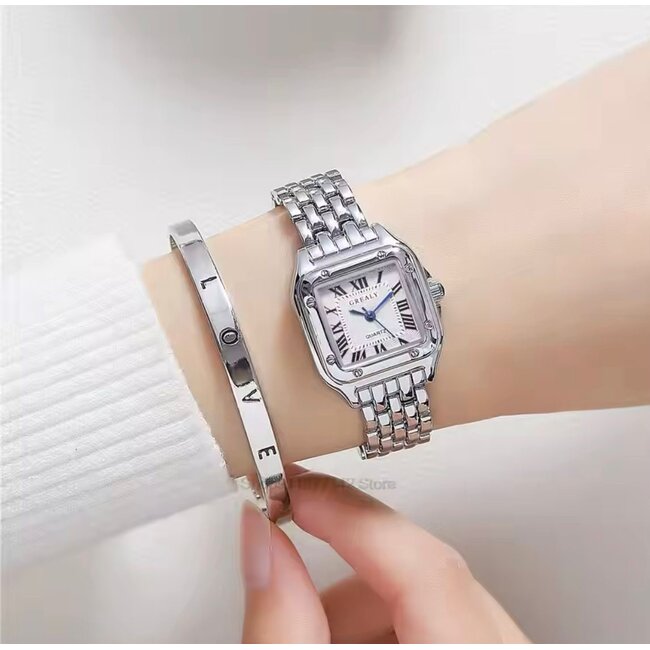 Grealy Dameshorloge met armband Zilver met Daimonds