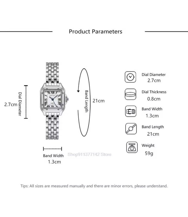Grealy Dameshorloge met armband Zilver met Daimonds