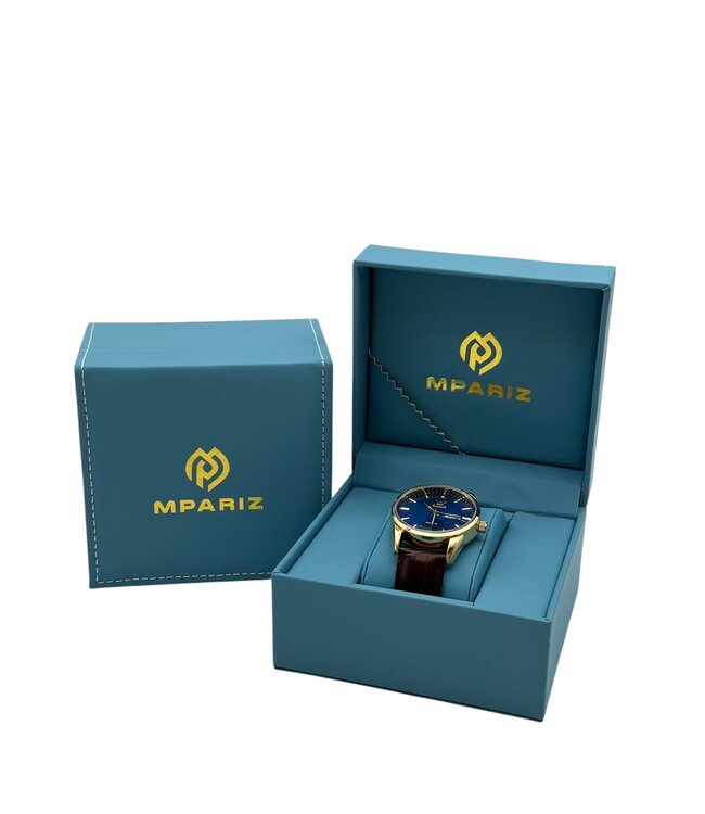 Olevs Luxe Herenhorloge Goud Blauw