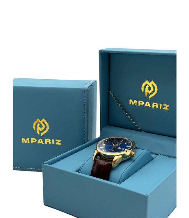 Olevs Luxe Herenhorloge Goud Blauw