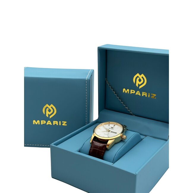 Olevs Luxe Herenhorloge Goud (Wit/Blauw)