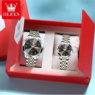 Olevs Luxe  Horlogeset Zilver Goud Zwart