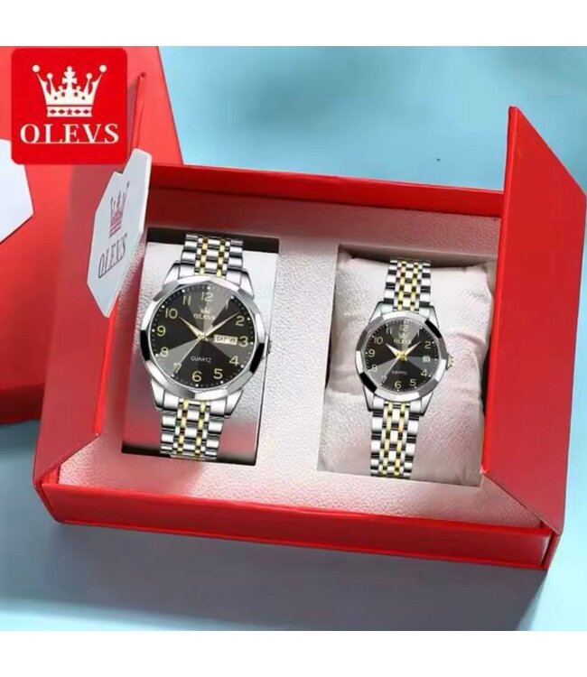 Olevs Luxe Horlogeset Zilver Goud Zwart