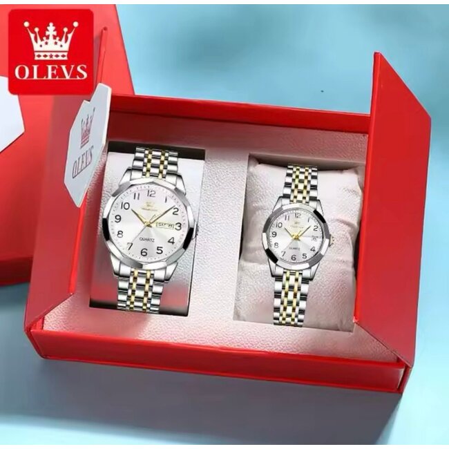 Olevs Luxe Horlogeset Zilver Goud Zwart