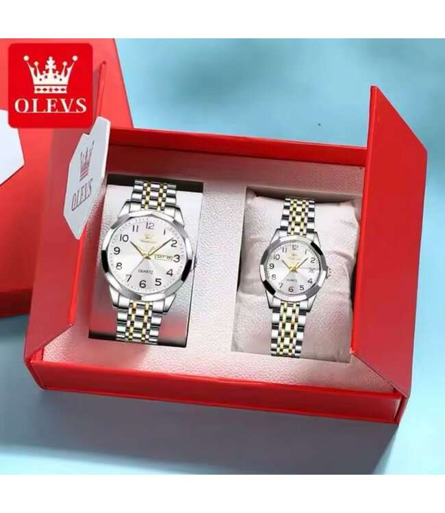 Olevs Luxe Horlogeset Zilver Goud Zwart