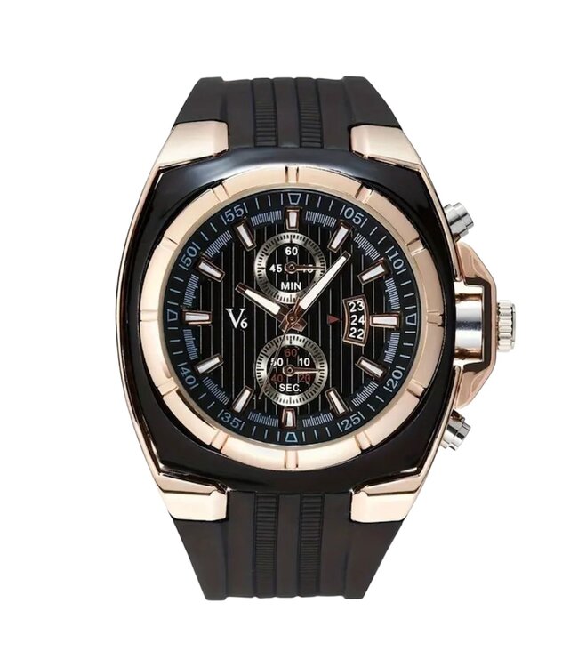 Mpariz Luxe Herenhorloge Rosé  Siliconen Band - Gratis Armband bij elke bestelling (twv €29,95)