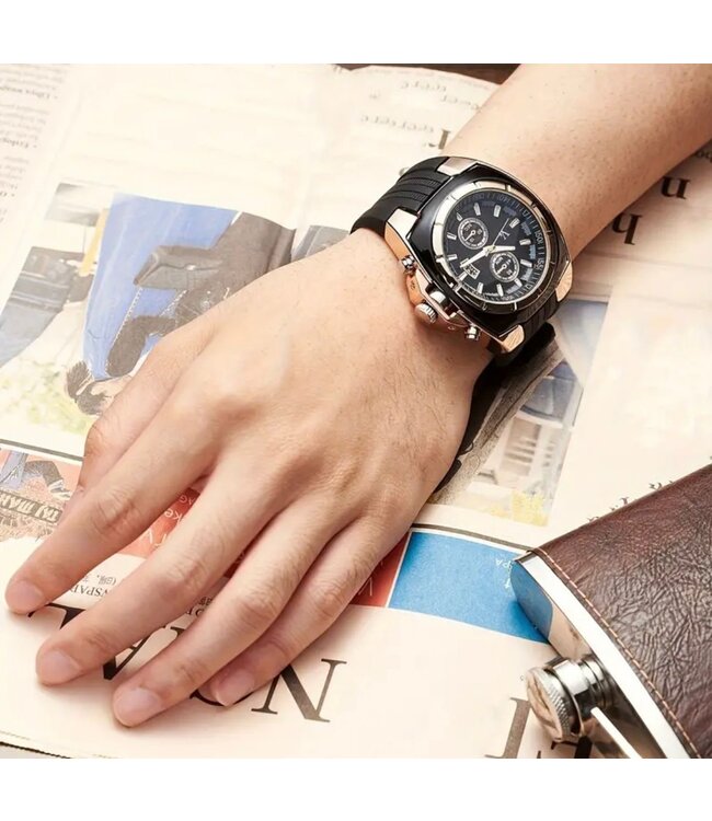 Mpariz Luxe Herenhorloge Rosé  Siliconen Band