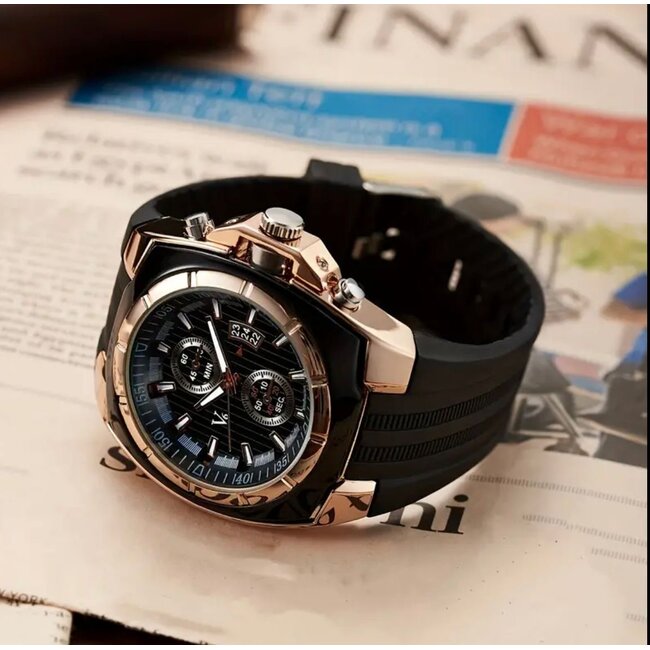 Mpariz Luxe Herenhorloge Rosé  Siliconen Band