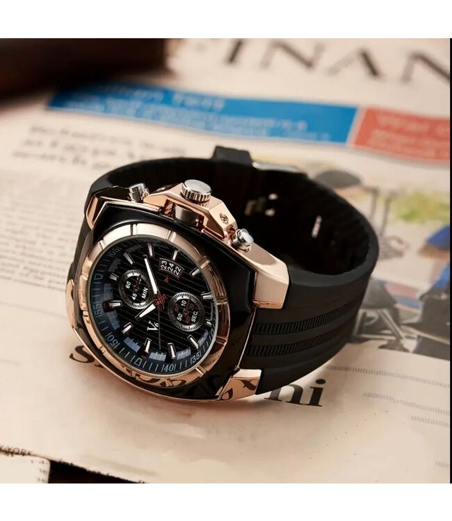 Mpariz Luxe Herenhorloge Rosé  Siliconen Band