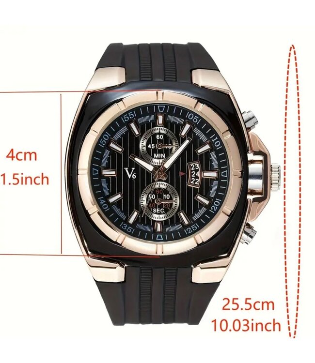 Mpariz Luxe Herenhorloge Rosé  Siliconen Band