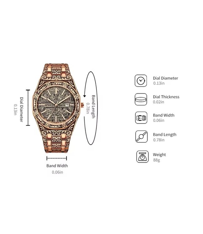 Mpariz Luxe Herenhorloge Goud - Gratis Armband bij elke bestelling (twv €29,95)