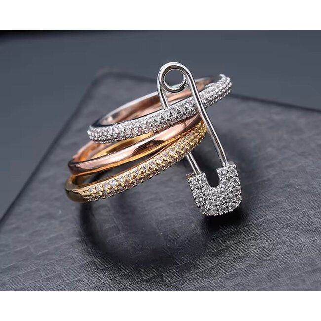 Mpariz Luxe Fashion Ring - Drie Lagen Designer
