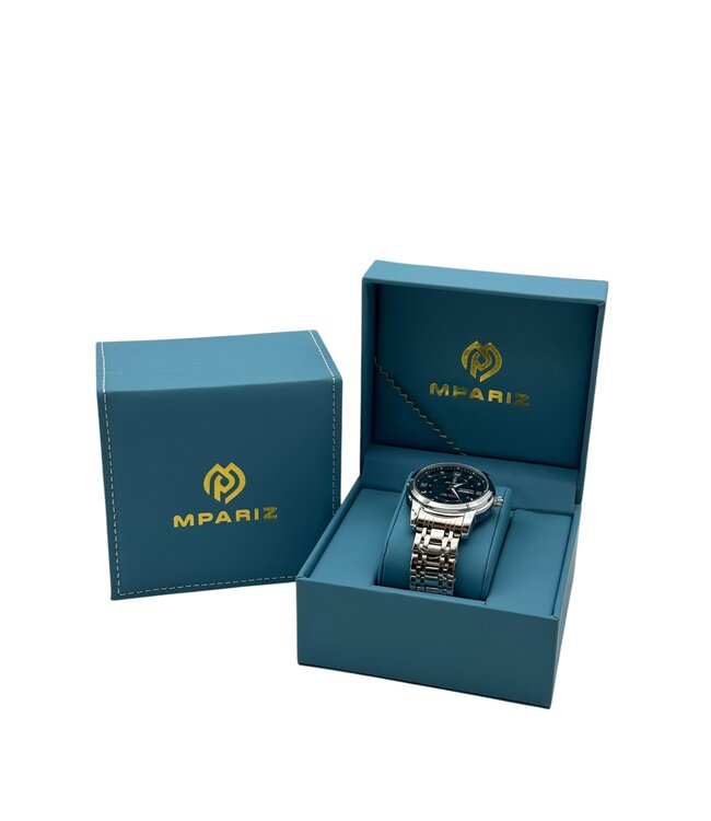 Poedagar Luxe HerenHorloge Zilver  Blauw & Groen - Gratis Armband bij elke bestelling (twv €29,95)
