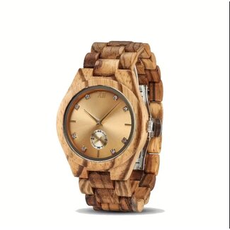 Houten Horloge Luxe Heren en Dameshorloge   Diamonds