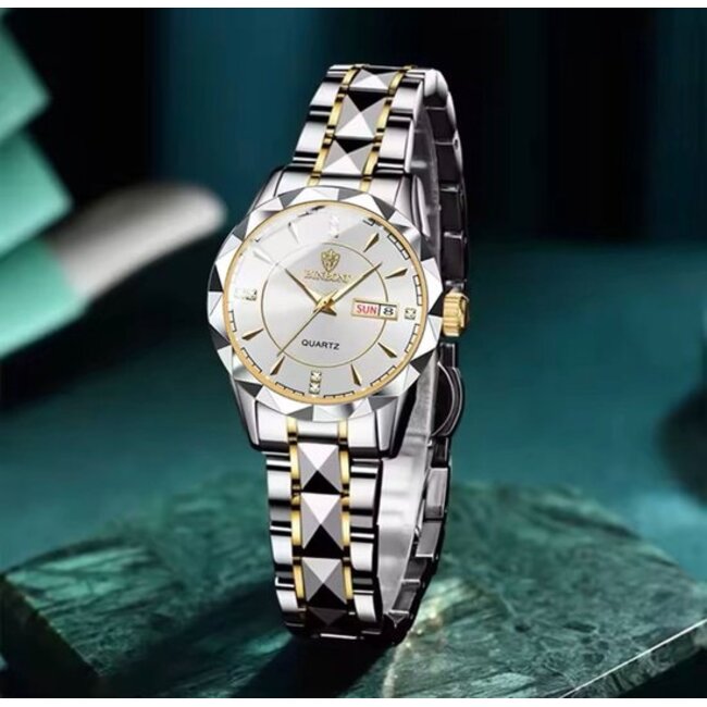 binbond Luxe Dameshorloge Zilver  Goud