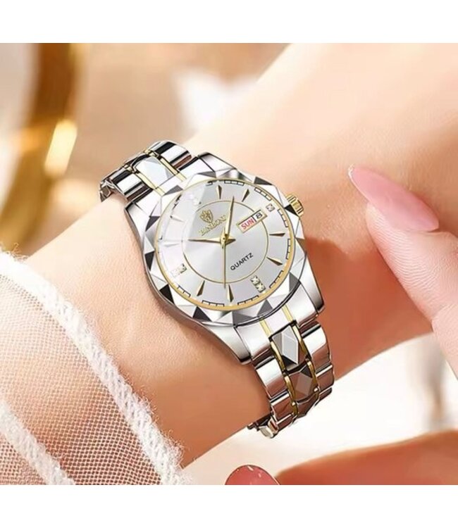 binbond Luxe Dameshorloge Zilver  Goud