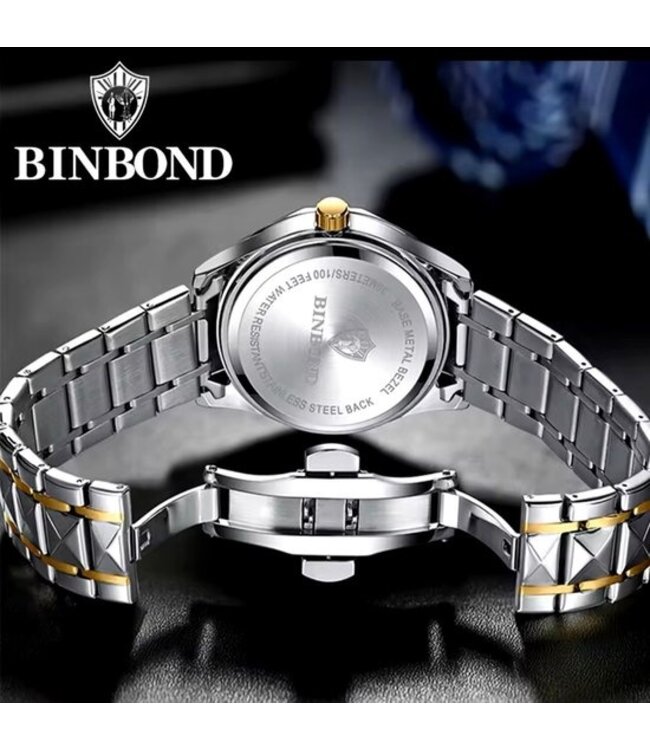 binbond Luxe Dameshorloge Zilver  Goud