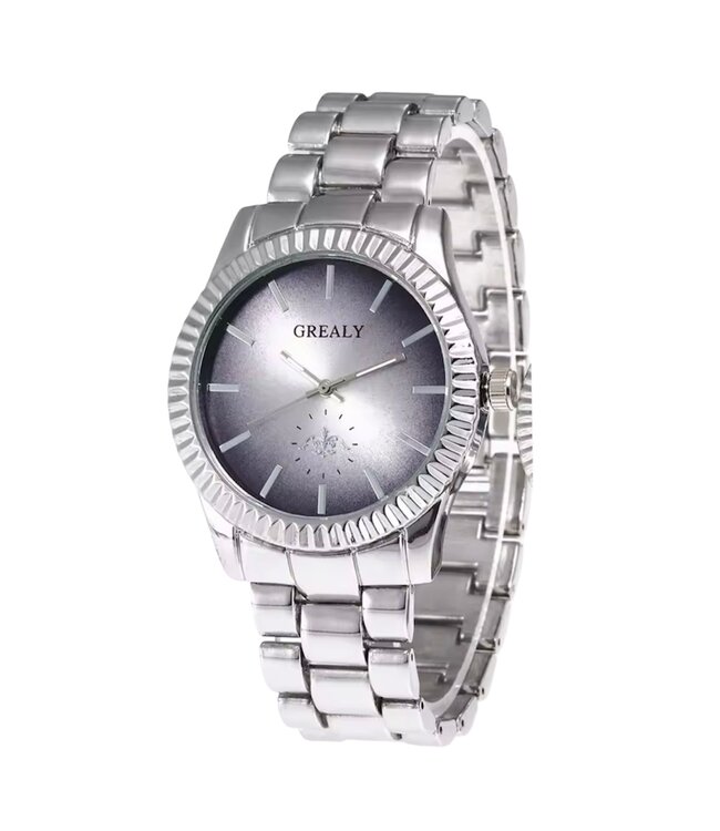 Grealy Dameshorloge Zilver, Grijs en Wit - Gratis Armband bij elke bestelling (twv €29,95)
