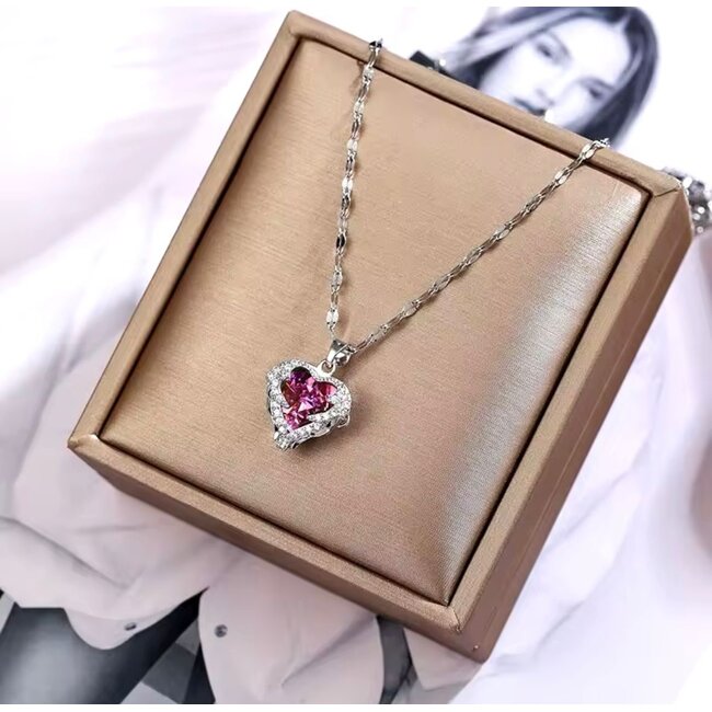 Mpariz Luxe Kristallen Ketting - Oceaan Hart Hanger