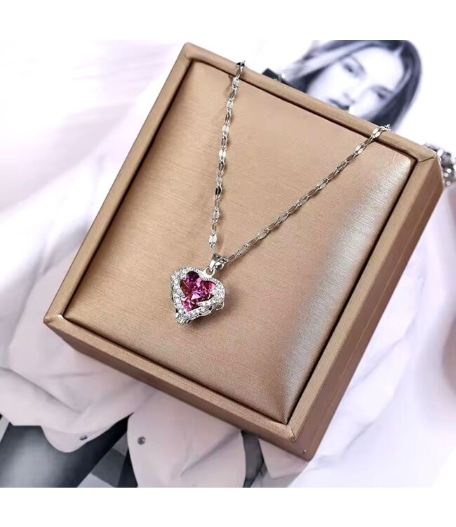 Mpariz Luxe Kristallen Ketting - Oceaan Hart Hanger