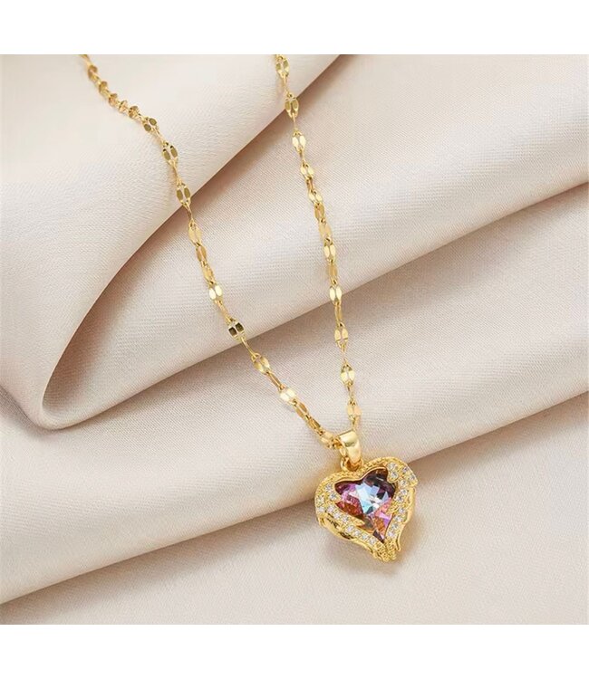 Mpariz Luxe Kristallen Ketting - Oceaan Hart Hanger