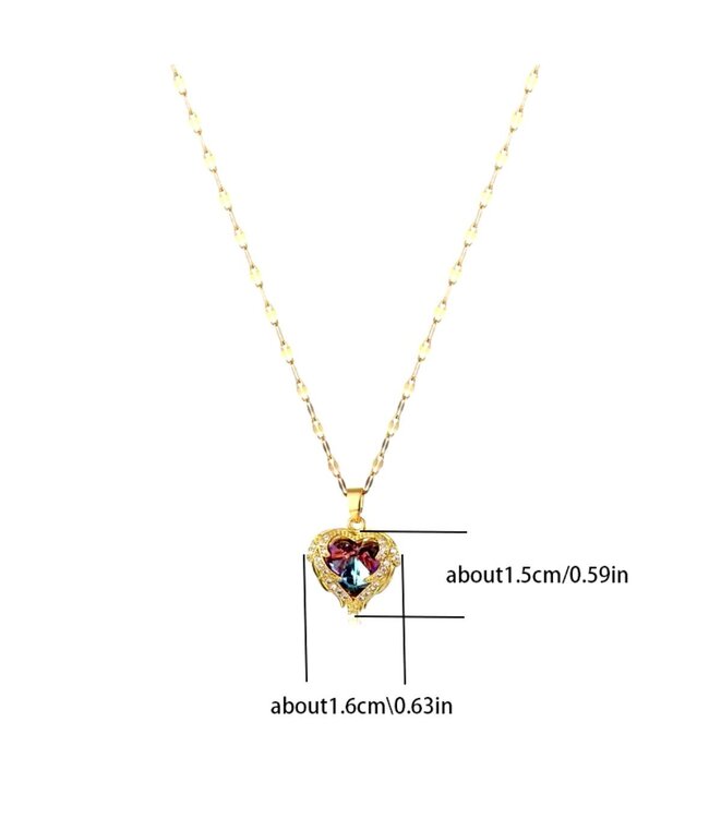 Mpariz Luxe Kristallen Ketting - Oceaan Hart Hanger