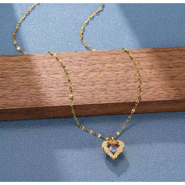 Mpariz Luxe Kristallen Ketting - Oceaan Hart Hanger