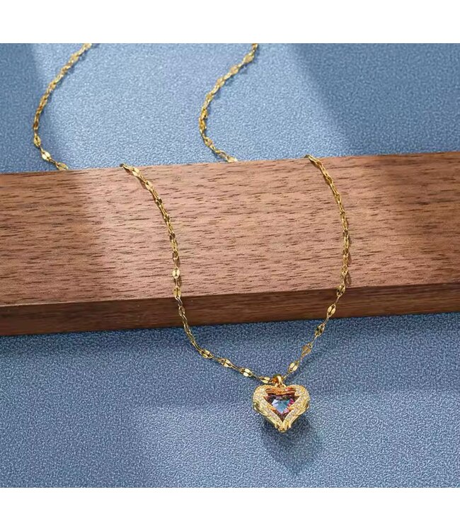 Mpariz Luxe Kristallen Ketting - Oceaan Hart Hanger