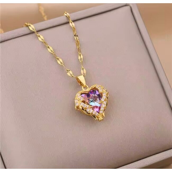 Mpariz Luxe Kristallen Ketting - Oceaan Hart Hanger