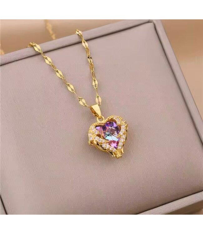 Mpariz Luxe Kristallen Ketting - Oceaan Hart Hanger