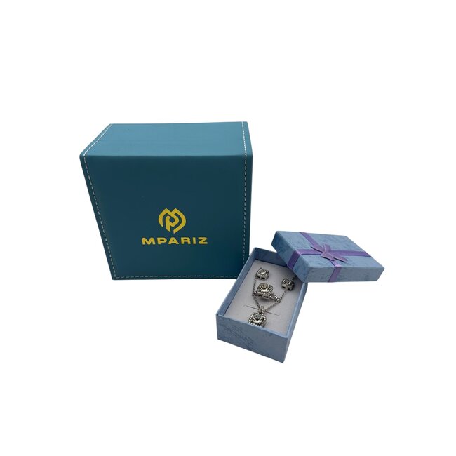 Mpariz 3-Delige Set - Ketting - Oorbellen - Ring met Diamonds