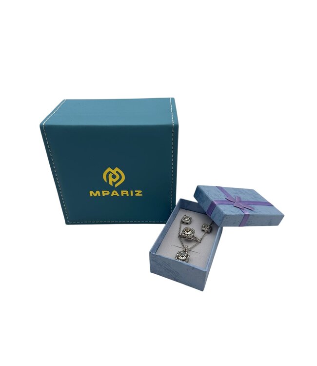 Mpariz 3-Delige Set - Ketting - Oorbellen - Ring met Diamonds