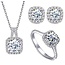 Mpariz 3-Delige Set - Ketting - Oorbellen - Ring met Diamonds-Ring diameter 17 mm