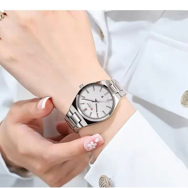 Curren Luxe Dameshorloge   Zilver  Wit